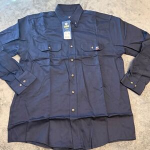 Tyndale Workwear Navy‎ Long Sleeve Button Up Work Shirt CAT 2 Large K176T NWT